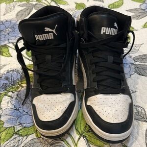Puma Black and White High-Top Sneakers